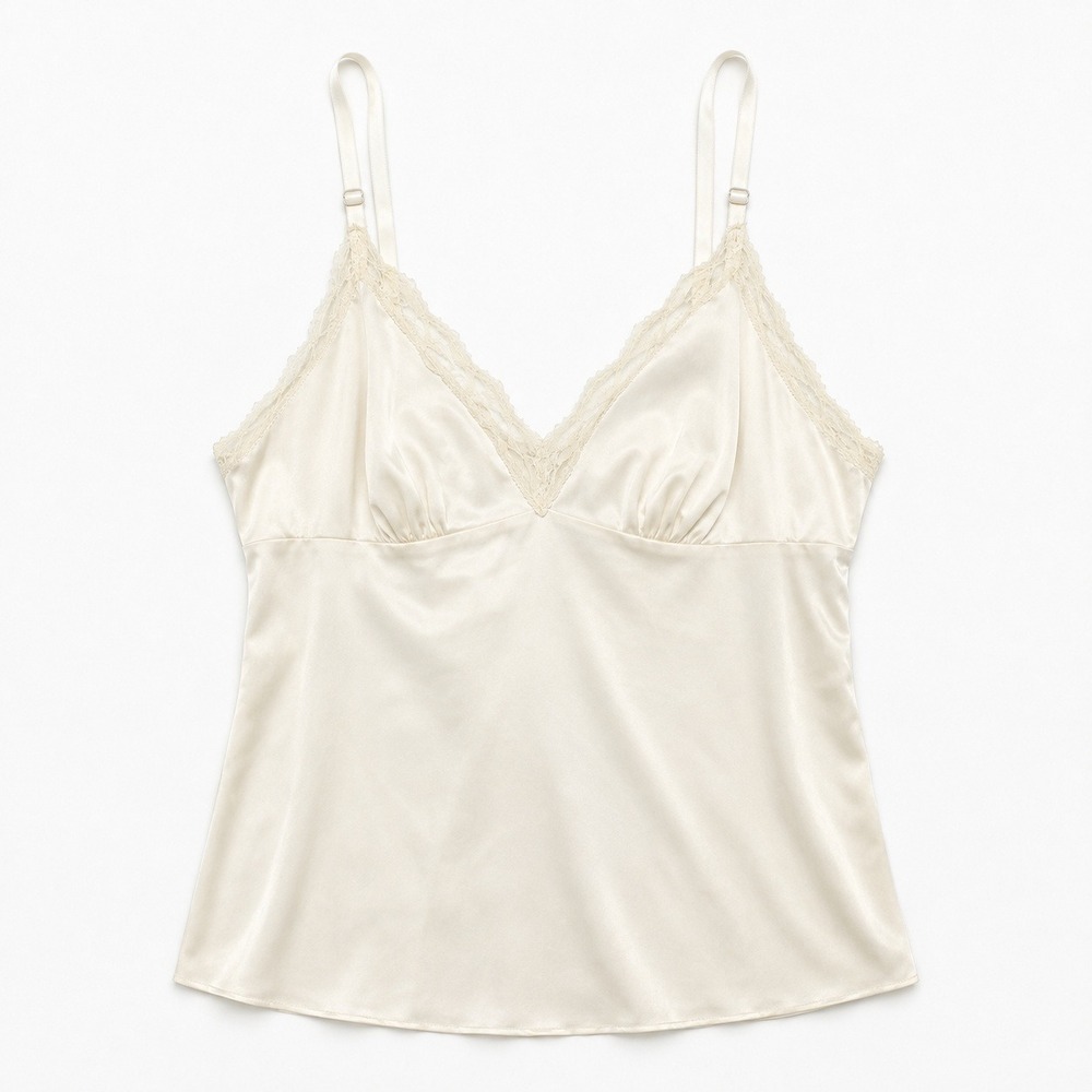 Vtg Vanity Fair Ivory Lace Trim Camisole Antron III Tank Top S Whimsigoth y2k
